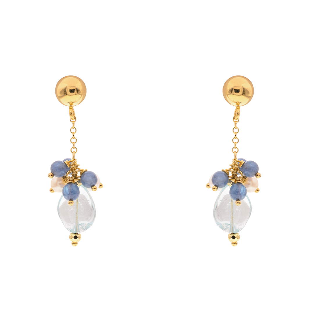 Orecchini Lively 07 · topazio, cianite, perle