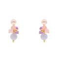 Lively Earrings 14 · amethyst, pearls, citrine, chalcedony