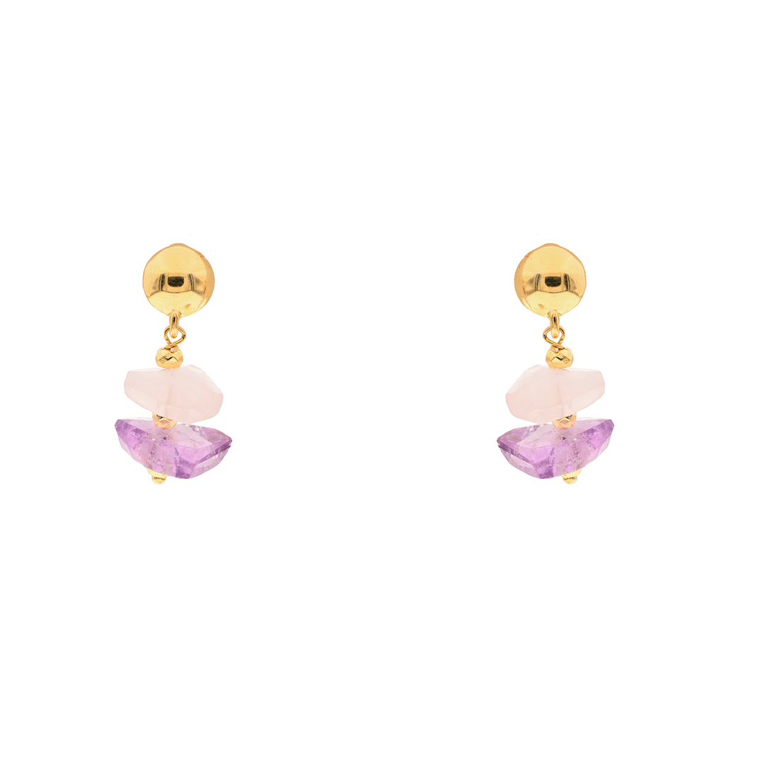 Lively 17 Earrings · amethyst, pearls, citrine, chalcedony