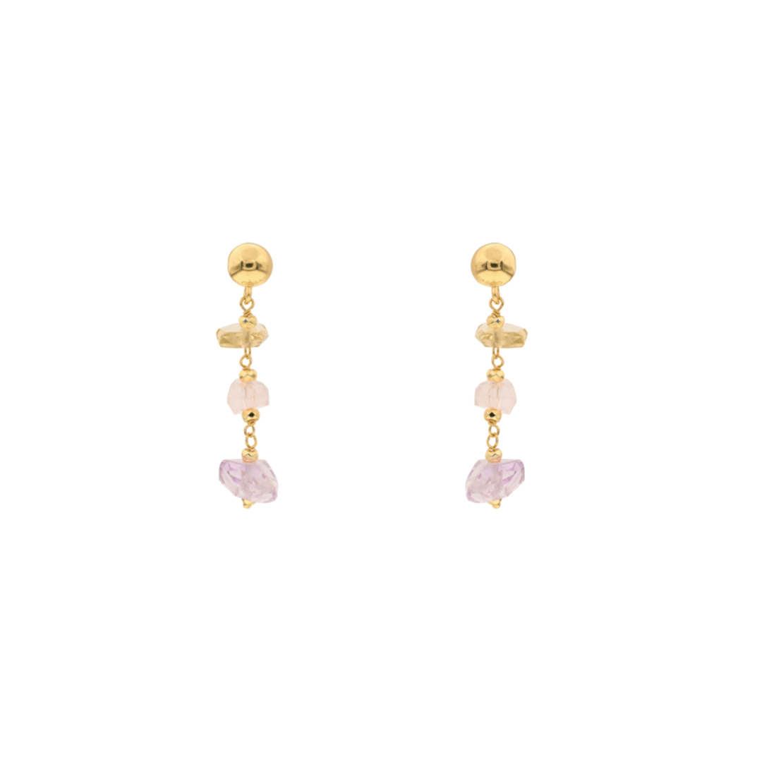 Lively 18 Earrings · amethyst, pearls, citrine