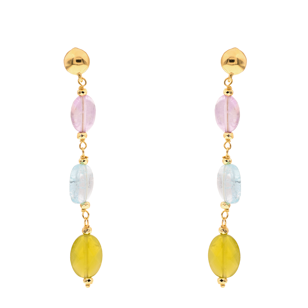 Lively Earrings 19 · citrine, quartz, aquamarine