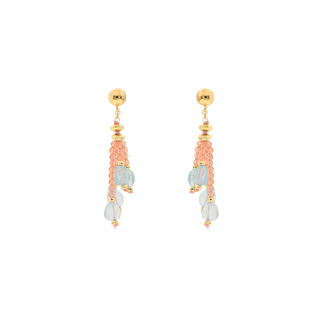 Lively 20 Earrings · aventurine, pearls, aquamarine