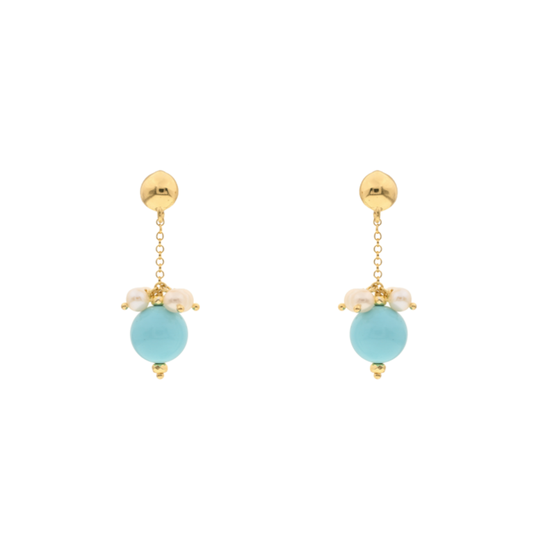 Lively 27 earrings · turquoise paste, pearls