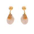 Pori 03 Earrings · pearls, orange spinel
