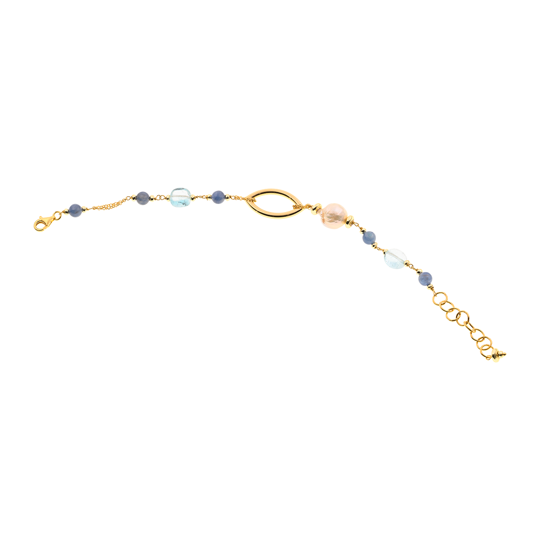 Evia 01 Bracelet · topaz, kyanite, freshwater pearls