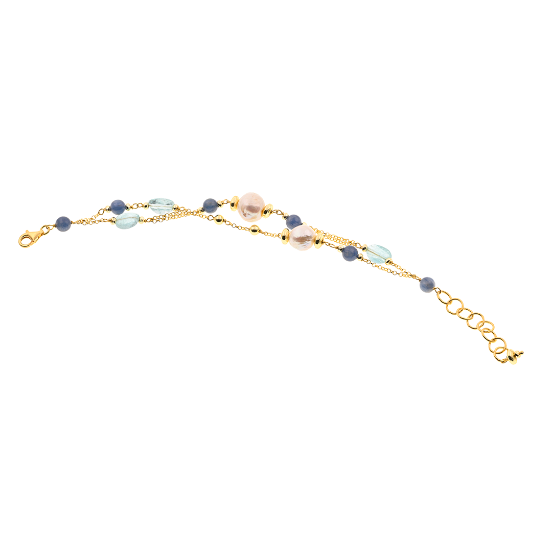Bracciale Evia 02 ·  topazio, cianite, perle fresh water