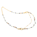 Evia 02 Necklace · blue topaz, kyanite, freshwater pearls