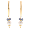 Orecchini Evia 02 · topazio, cianite, perle fresh water
