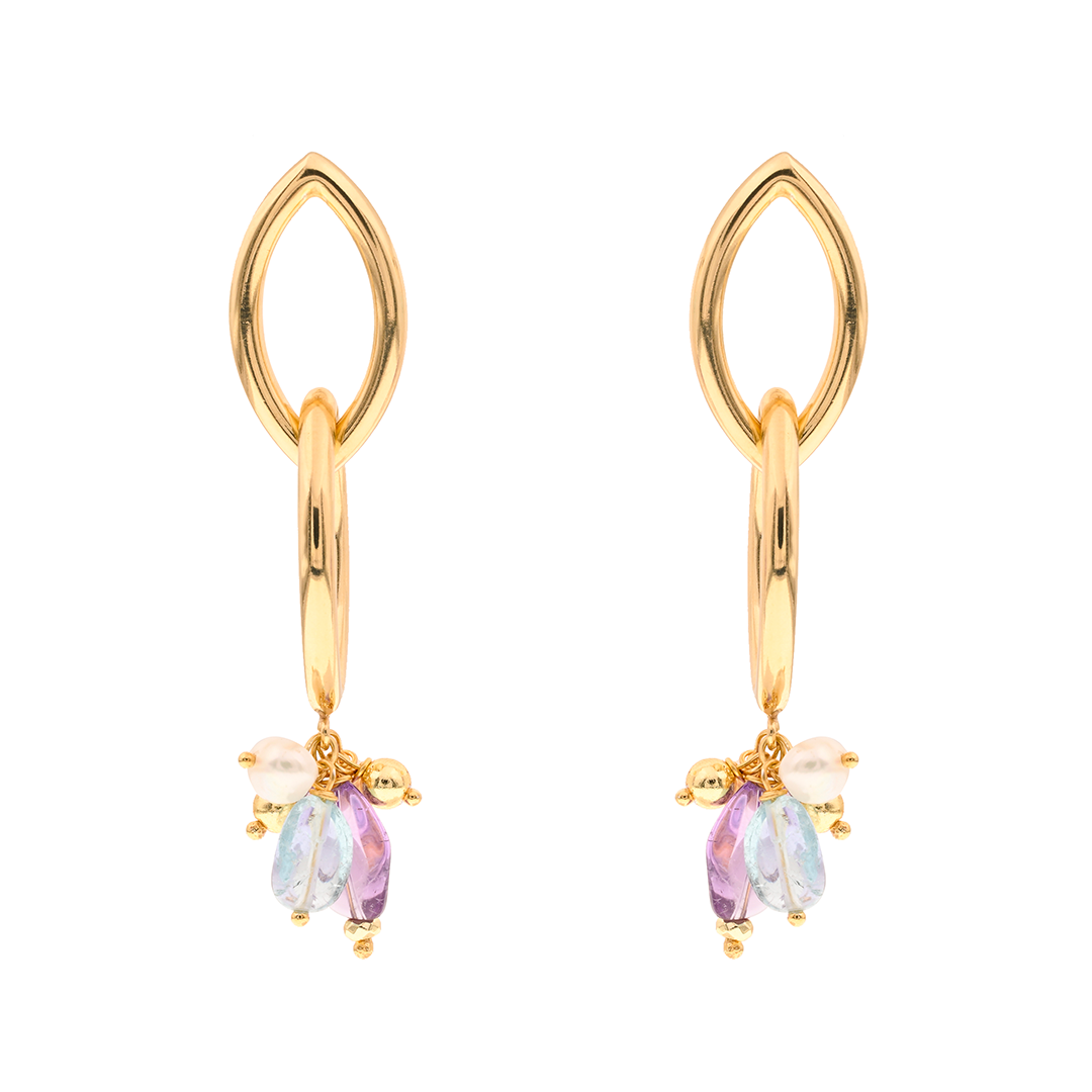 Evia 03 Earrings · topaz, amethyst, pearls