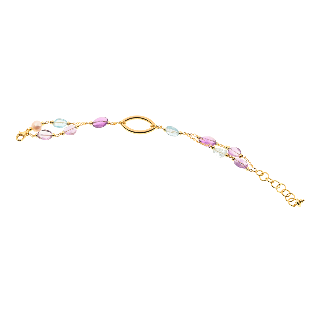 Bracciale Evia 04 · topazio, ametista, perle