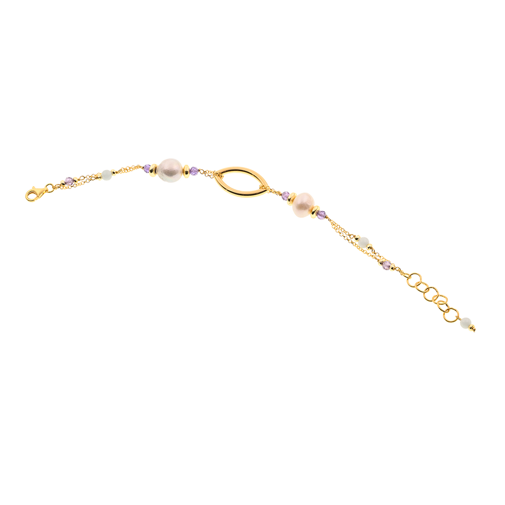 Evia 05 Bracelet · pearls, aquamarine, spinel