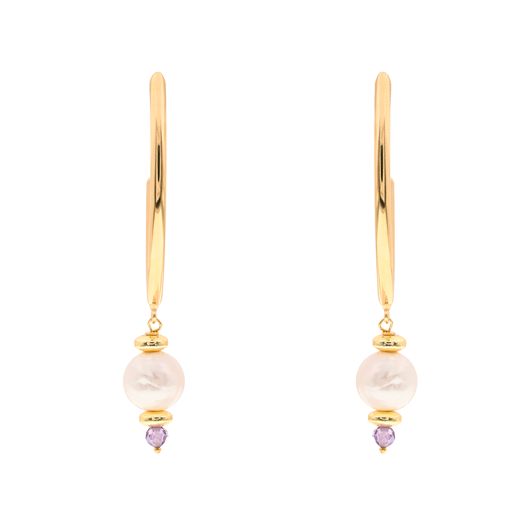 Evia 05 Earrings · pearls, aquamarine, spinel