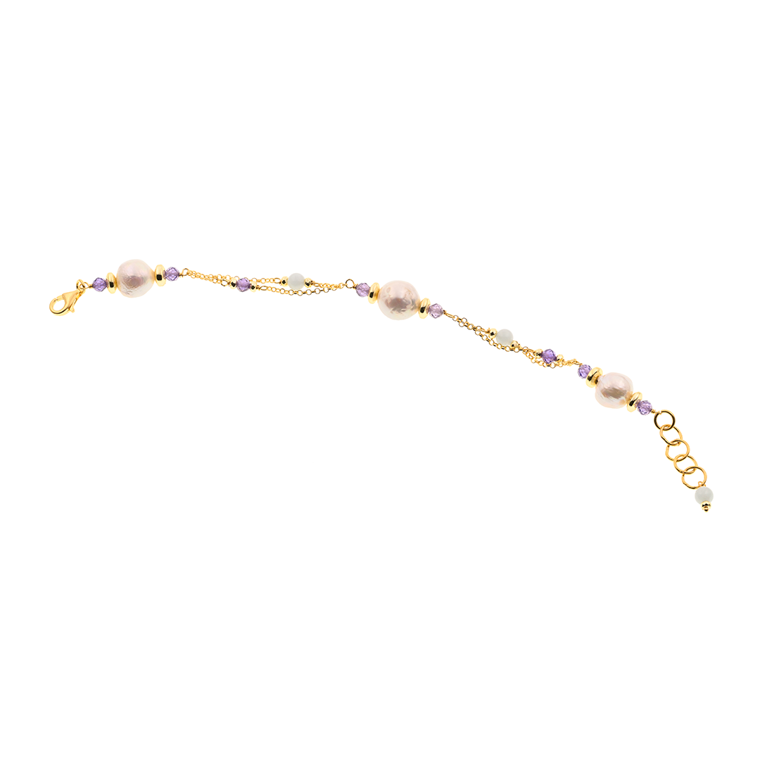 Evia 06 Bracelet · pearls, aquamarine, spinel