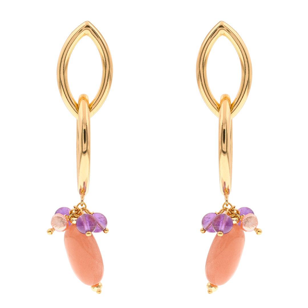 Evia 08 Earrings · moonstone, amethyst, pearls