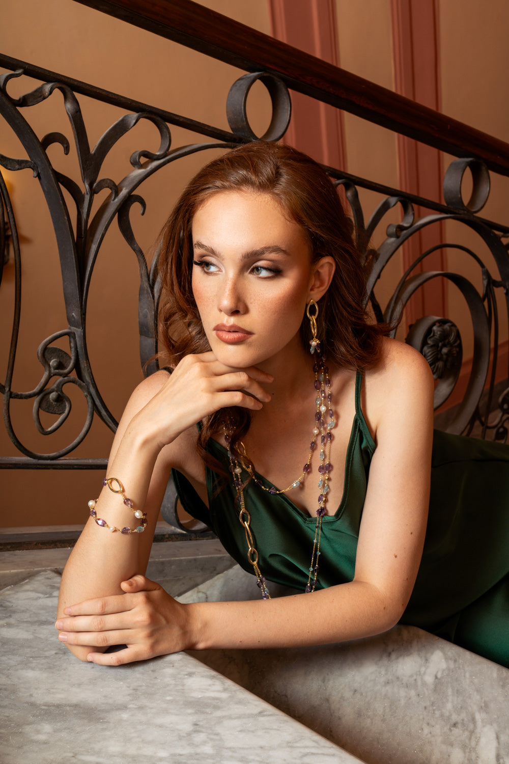 Evia 03 bracelet · topaz, amethyst, pearls