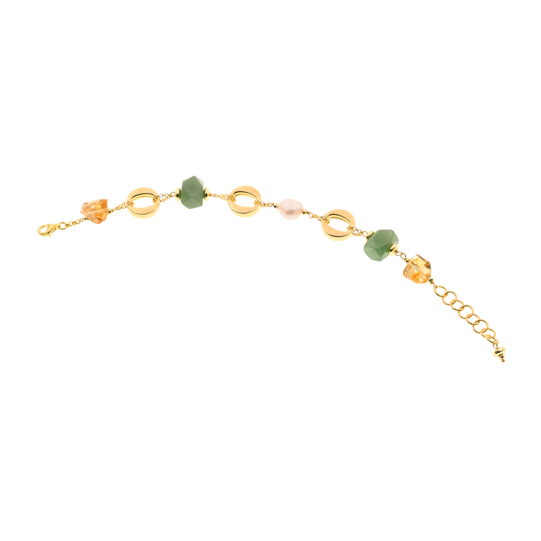 Bracciale Lefkada 02 · giada canadese, citrino, perle