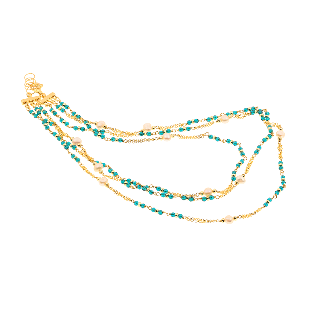 Limnos 01 Necklace · teal spinel, pearls