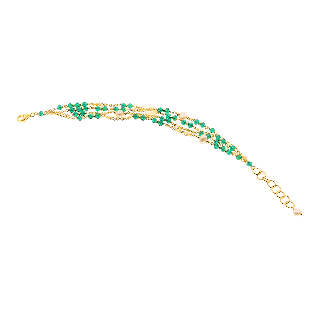 Limnos 02 Bracelet · green spinel, pearls, kyanite