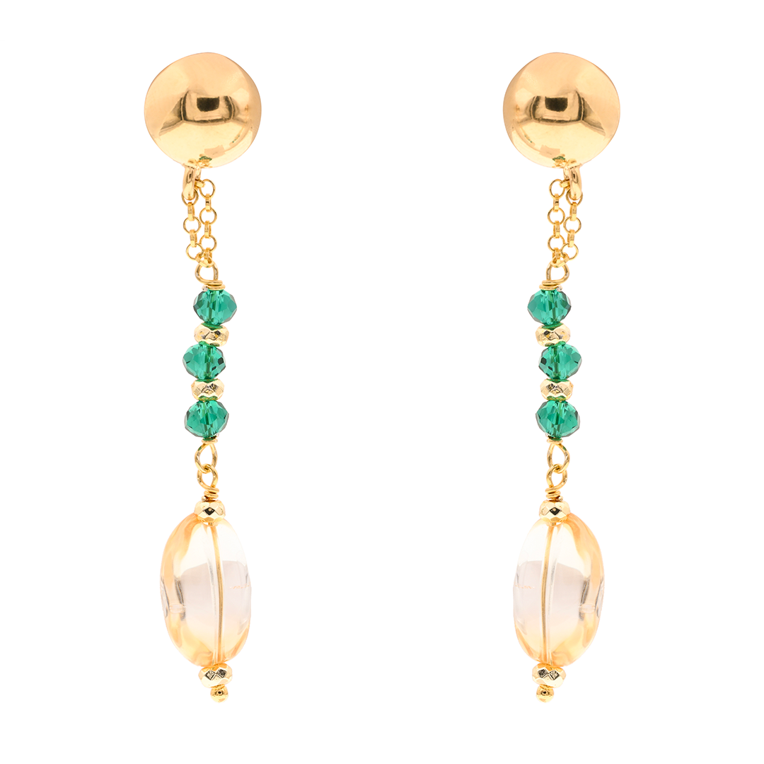 Earrings Limnos 02 · green spinel, citrine