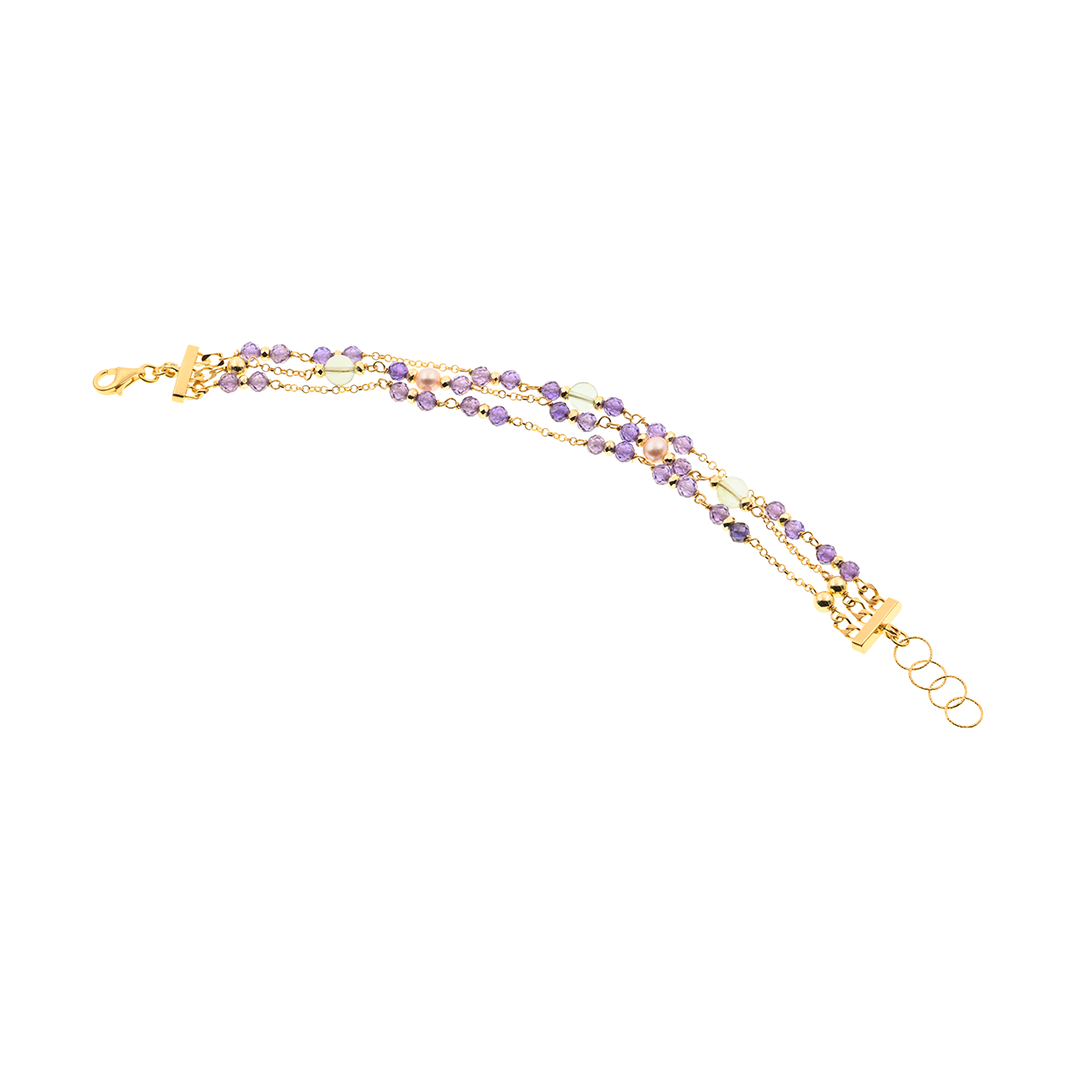 Limnos 03 Bracelet · purple spinel, fluorite, pearls