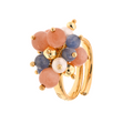 Limnos 05 Ring · pink moonstone, kyanite, pearls