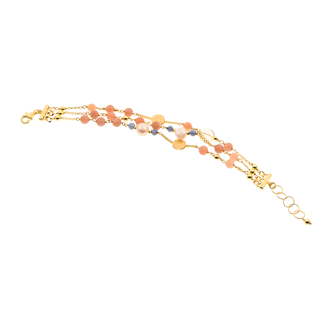 Limnos 05 Bracelet · pink moonstone, kyanite, citrine, pearls