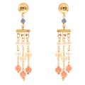 Limnos 05 Earrings · pink moonstone, kyanite, citrine, pearls