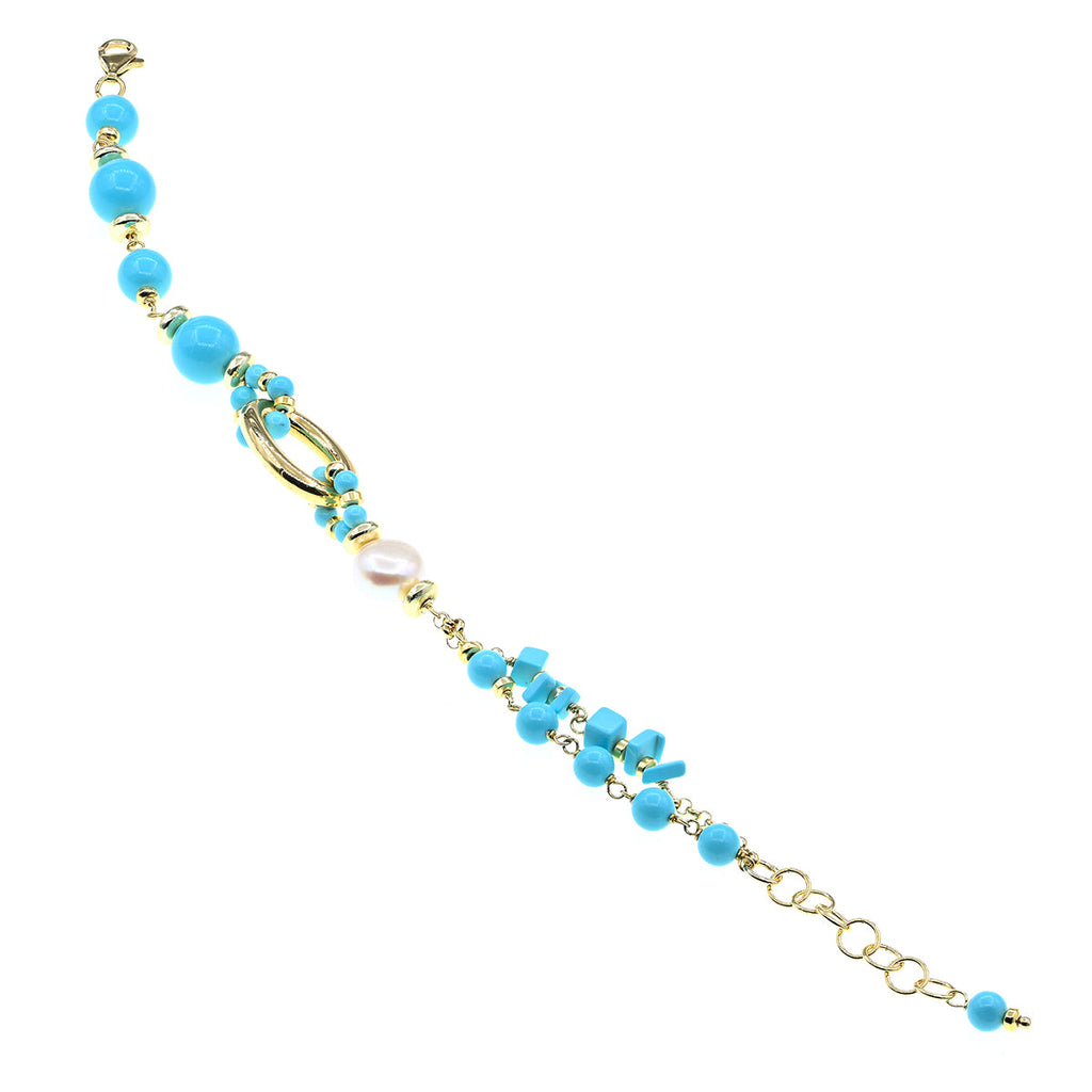 <p>Bracciale in argento con turchese e perle. Collezione Corfu Koliè 925</p>
<p>Made in Italy</p>
<p> </p>